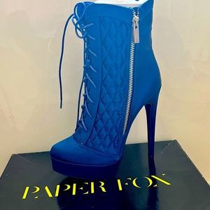 Paper Fox sz 6.5 Royal Blue Platform Boots Felisha